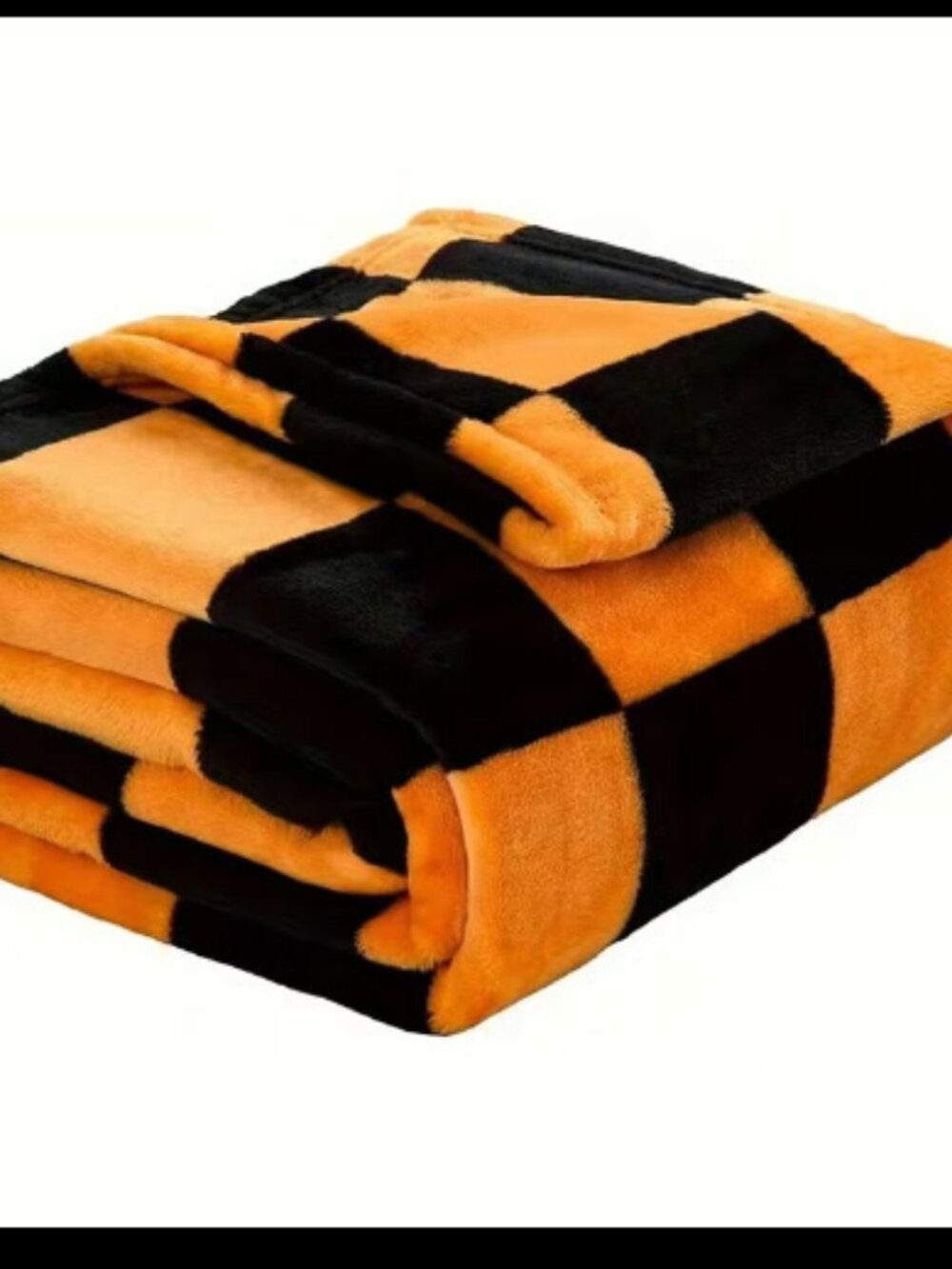 Halloween Orange & Black Checkered Plush Blanket
